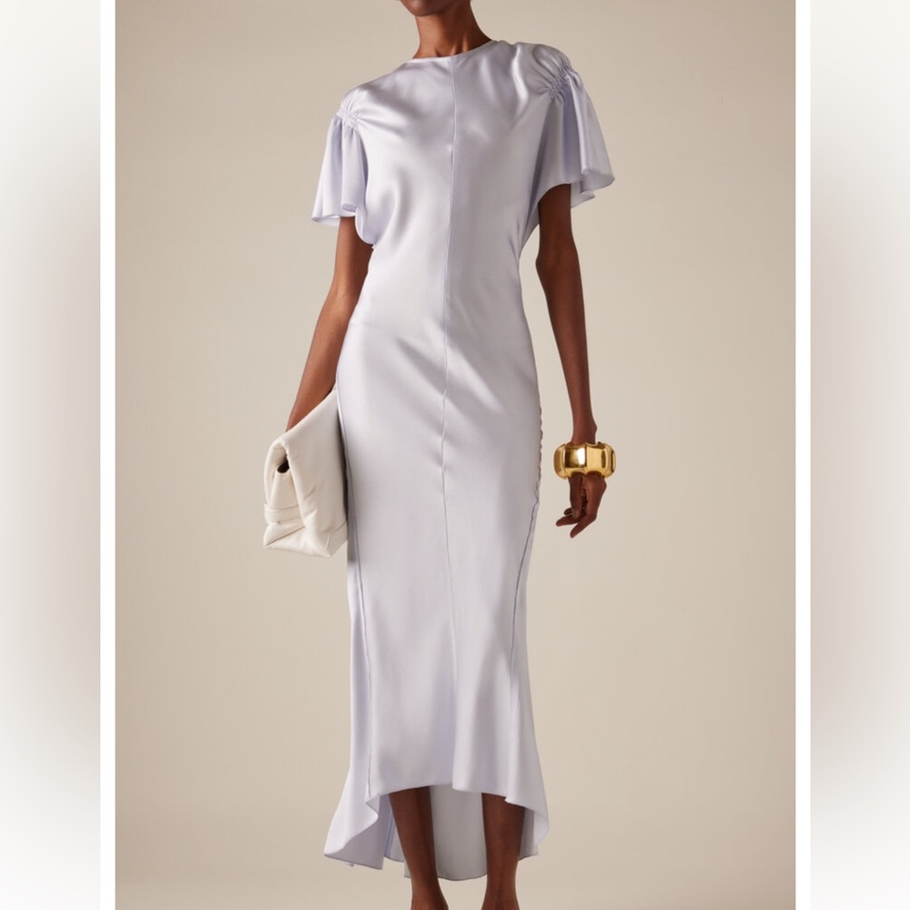 NWT: Victoria Beckham Flutter Sleeve Satin Midi Dress